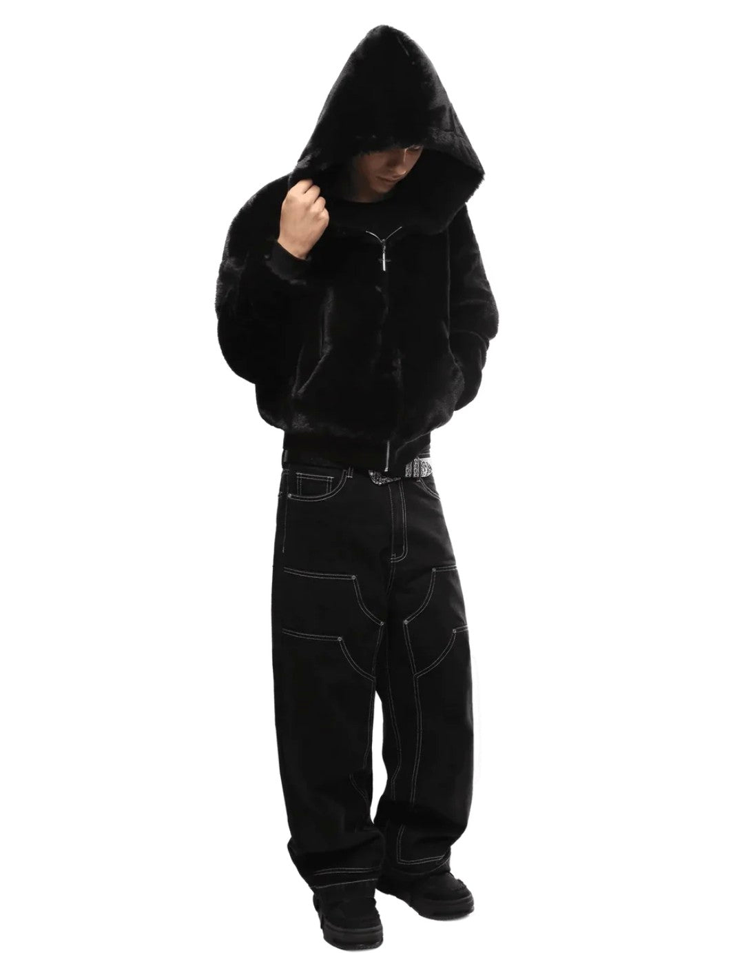 black leopard zip-up