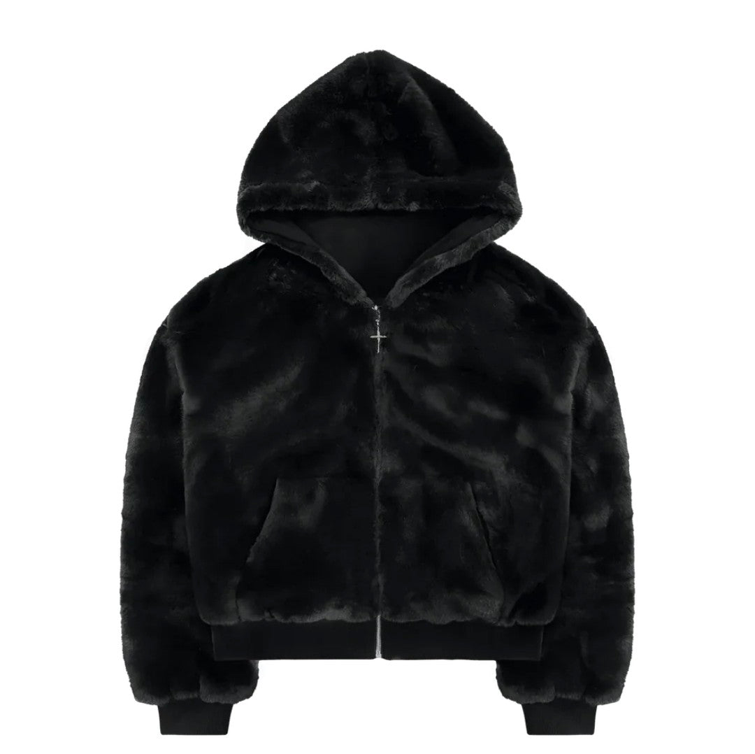 black leopard zip-up