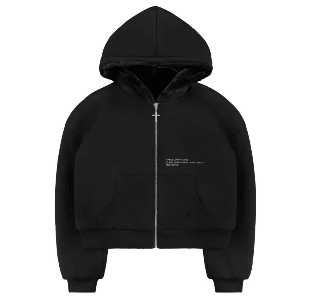 black leopard zip-up