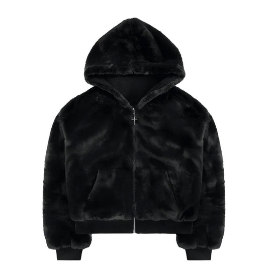 black leopard zip-up